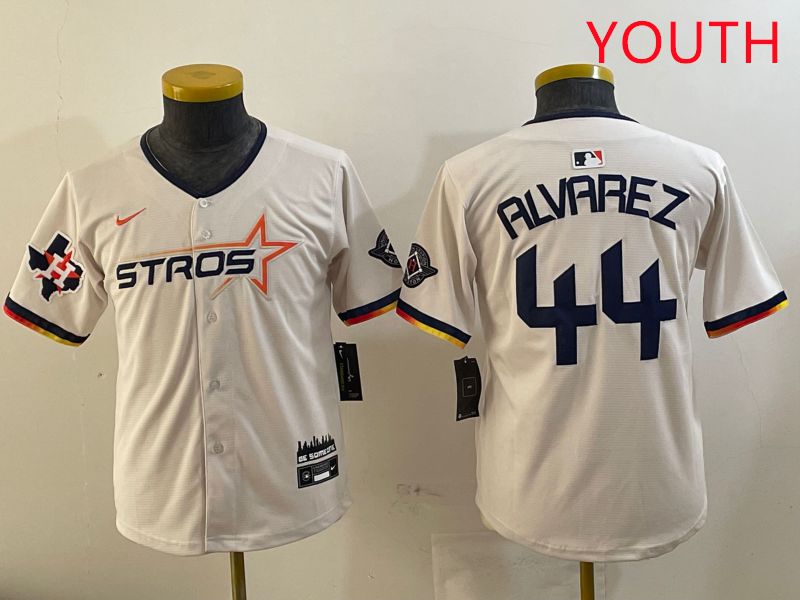 Youth Houston Astros #44 Alvarez Cream Three generations Joint Name 2025 Nike MLB Jersey style 4116
